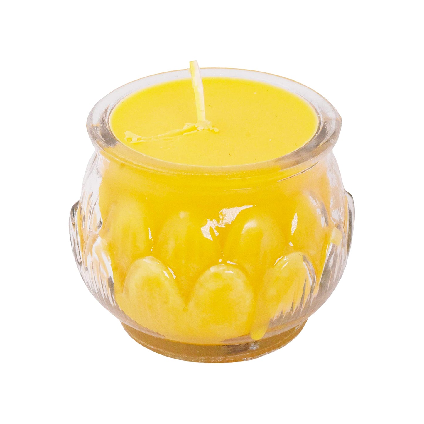 Mudra Crafts Tibetan Tealight Vanaspati Ghee Butter Lamp Candle Set for Meditation, Ceremonies, Rituals, Altars, Diwali (Lotus Glass Jar)