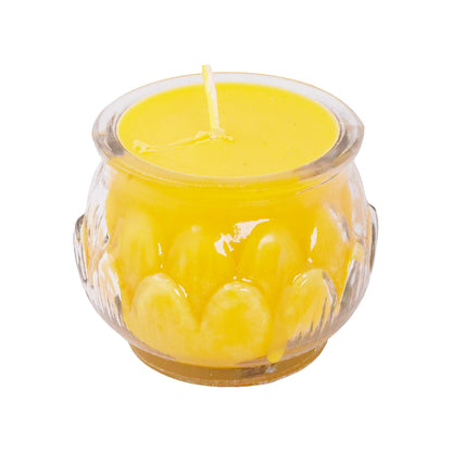 Mudra Crafts Tibetan Tealight Vanaspati Ghee Butter Lamp Candle Set for Meditation, Ceremonies, Rituals, Altars, Diwali (Lotus Glass Jar)