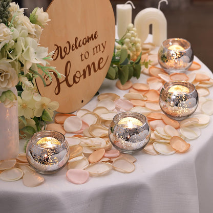 LETINE 36pcs Silver Votive Candle Holders - Elegant Mercury Glass Tea Light Candle Holder Set for Spring Summer Weddings, Holiday Season Decorations, Valentine's Day Table Centerpieces
