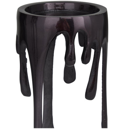 CosmoLiving by Cosmopolitan Aluminum Metal Decorative Candle Holder Pillar Candle Stand with Dripping Melting Designed Legs, Set of 3 Candlestick Holder 12", 10", 8"H, Black
