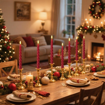 Wondise Flameless Taper Candles with Remote Timer, Real Waxy Red Battery Operated Candlesticks 3D Wick LED Candles for Halloween Christmas Holiday Wedding Decoration (2 Pack, Red