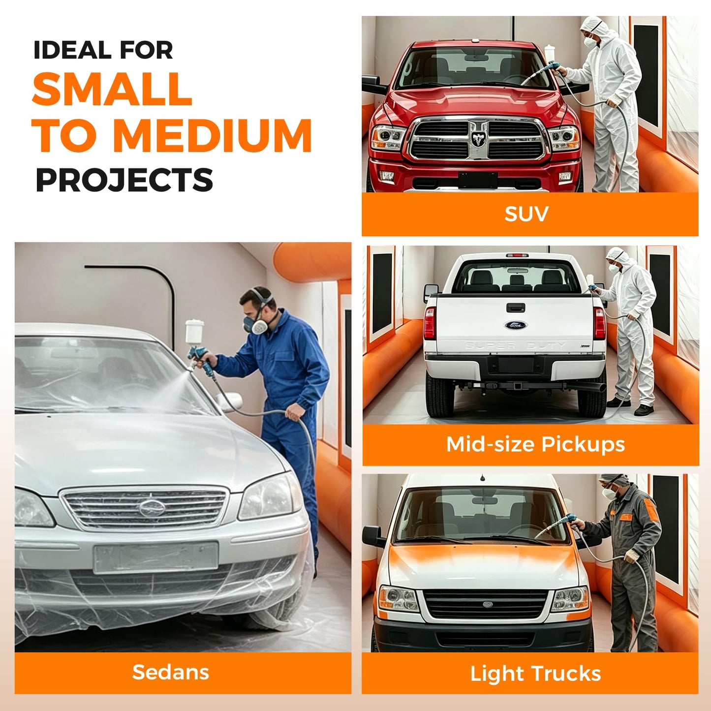 20x12x9ft Inflatable Paint Booth, Light Water-Resistant 210D Oxford Portable Spray Booth with 750W Blower, Professional Mobile Workshop for Car Parts, Furniture & Crafts, Dual Filtration