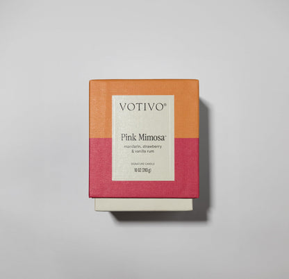 Votivo Pink Mimosa 10 oz Signature Candle | Soy Wax Blend | Luxury Glass Jar Scented & Box | Home Decor | Gifts | Highly Scented