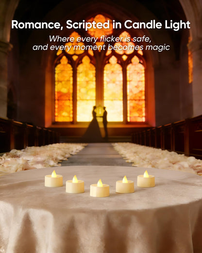 BEICHI Flameless Candles, 50 Pack Tea Lights Battery Operated, No Flickering Votive Candles LED Tea Lights for Halloween Christmas Wedding Home- Warm White, Ivory Base