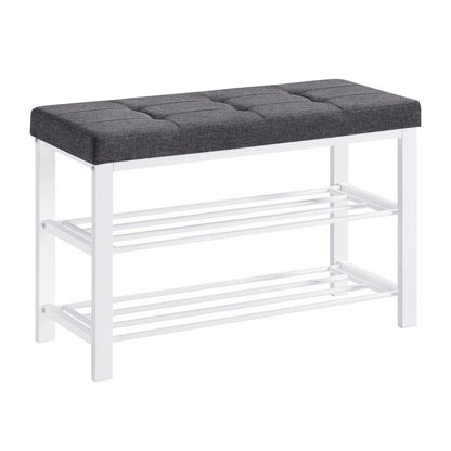 SONGMICS Shoe Bench, Storage Bench, Entryway Bench with Cushion, Shoe Shelf with Seat, Space-Saving, Modern Style, for Living Room, Bedroom, Hallway, Dark Gray and Cloud White ULBS057W01