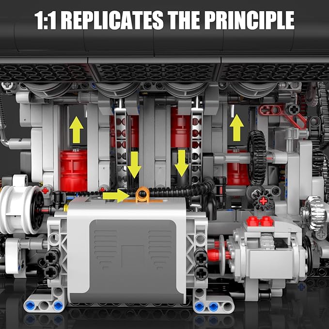 Mould King 10087 L4 Engine Model Building Blocks Kit for Adults Build Your Own Cars Engine That Works DIY STEM Toy for 14+ Teens(1897 Pcs)