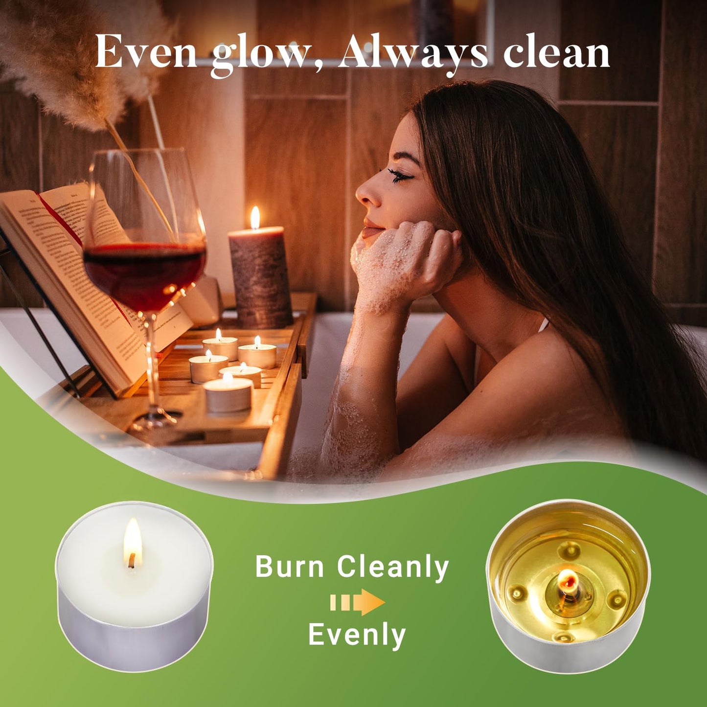 Unscented Tea Lights Candles 50 Pack,6 Hours Long Burning White Tea Candles Bulk,Non-Paraffin, Clean Burn, Smokeless, Palm Tealight Candles for Wedding,Centerpiece,Christmas Lights,Home Decor