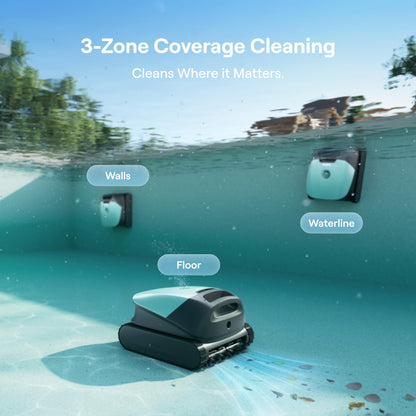 Beatbot Sora 10 Cordless Robotic Pool Vacuum Cleaner with iSkim 24/7 Cleaning Solar Powered Skimmer, Cleans Floor, Walls, Waterline and Surface-Mint Green & Blue