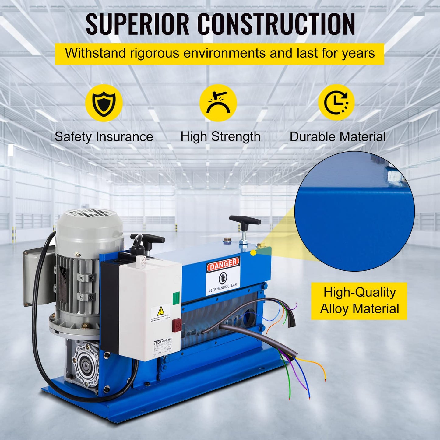 VEVOR Portable Wire Stripper, 0.06-1.5 in, Electric Wire Stripping Machine with 11 Channels, 10 Blades, Wire Stripping Machine, Speeds Up to 75 ft/min, Adjustable Screw, for Efficient Copper Recycling
