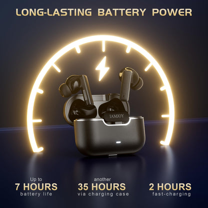 IAMJOY Gaming Earbuds, 20ms Low Latency, Active Noise Cancelling with 6 Mic, 2.4GHz & Bluetooth, 35 Play Time, Wireless Earbuds Compatible with Meta Quest 3/2, PS5/4, Steam Deck, VR, Switch, PC