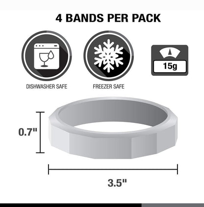 Masontops Tough Band - Wide Mouth Mason Jar Screw Bands - Quality Plastic Replacement Ring Seals & Jar Covers