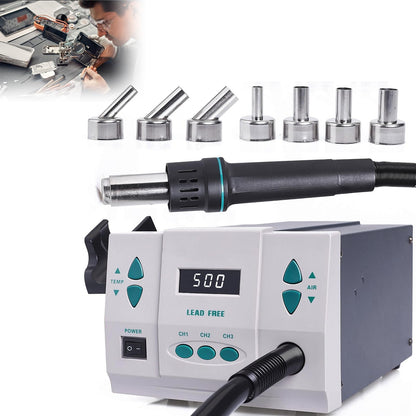 KINGTAIXIN 861DW Hot Air Rework Station, 110v 1000W Digital Display Automatic Sleep Hot Air Gun Soldering Station, With 7 Air Nozzles, Adjustable Temperature Desoldering Gun BGA Rework Station