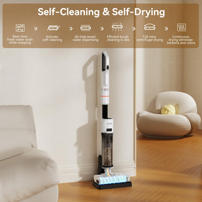 JONR ED20 Pro 4-in-1 Wet Dry Vacuum Cleaner Cordless,17000 Pa Vacuum Suction Power, Self-Cleaning and Automatic Drying with One Click, Intelligent Voice Reminder