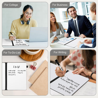 AGM Portable White Board Dry Erase Notebook, 12" x 9" Double Sided Folding Whiteboards with 3 Pens, Small Travel Dry Erase Board Skin-Friendly Material for Study, Meeting, Planning, Tuscan