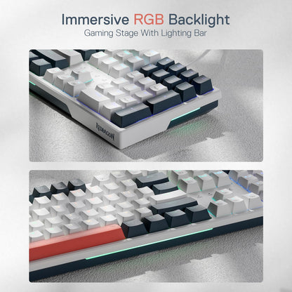 Redragon K668 RGB Gaming Keyboard, 108 Keys Wired Mechanical Keyboard w/Extra 4 Hotkeys, Sound Absorbing Foams, Upgraded Hot-swappable Socket, Mixed Color Keycaps x 2 Sets, Red Switch