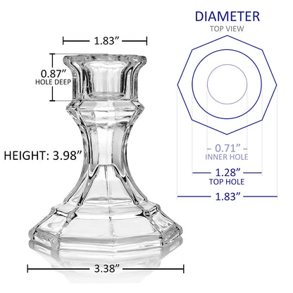 ELIVIA (12 Pack) Clear Glass Candlestick Holders, Taper Candle Stick Holders Set for Wedding & Home Decor - CH06