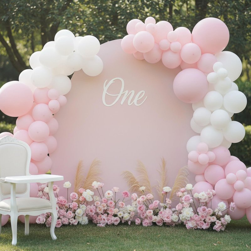 RUBFAC Pale Pink Balloons 129pcs Different Sizes Pack of 18 12 10 5 Inch, Latex Light Baby Pastel Pink Balloon Garland Arch Kit for Baby Shower Engagement Bachelorette Wedding Birthday Party