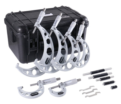 Accusize Industrial Tools 0-6 inch by 0.0001'' Ultra-Precision Outside Micrometers with Carbide Tips 6 Pc Set, Eg00-0906