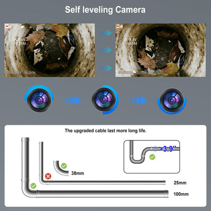 ESANHAO Sewer Camera 100ft Drain Pipe Camera Plumbing Snake, 23mm HD, 12LEDs, DVR Recording, 9" AHD Screen for Plumber, Homeowners IP68 Waterproof, 32GB TF Card Included