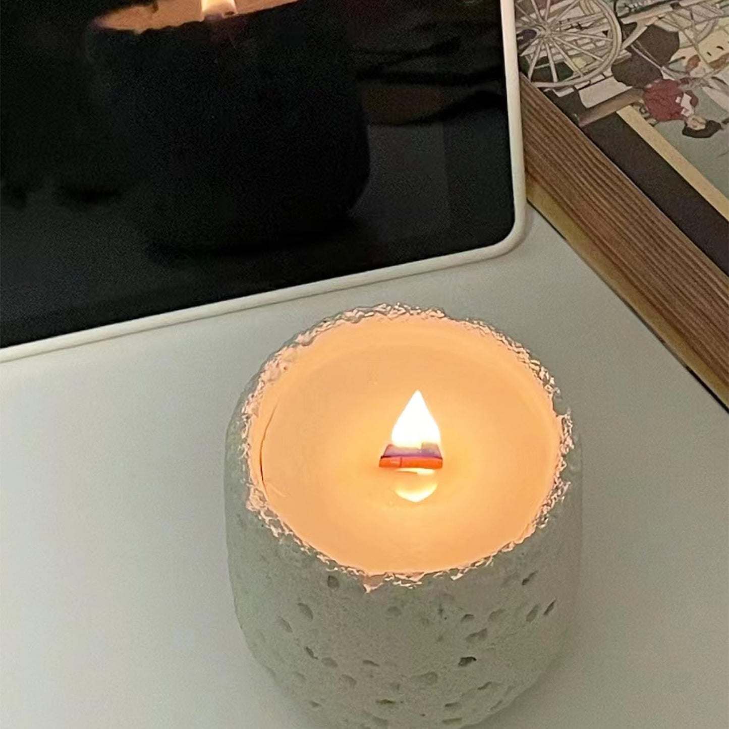 Wooden Candle Wicks with Wick Trimmer Cutter Crackling Candle Wicks kit 5.1 X 0.5 X 0.04 Inch Natural Candle Wood Wicks with Stand Candle Cores for DIY Candle Making Craft