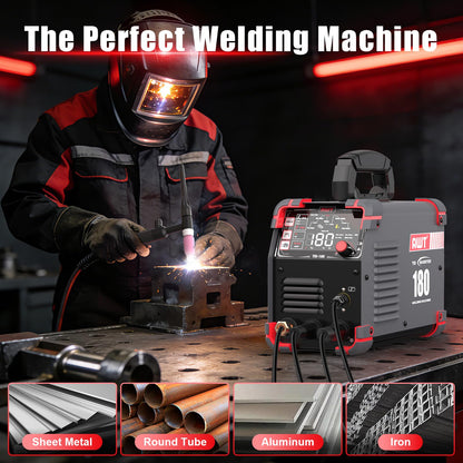 AWT TIG Welder 180Amp with DC Pulse,Cold TIG Welder with Large LED Display 5-in-1 DC HF TIG/PULSE TIG/COLD/SPOT TIG/STICK,110V/220V Dual Voltage Cold TIG Welding Machine