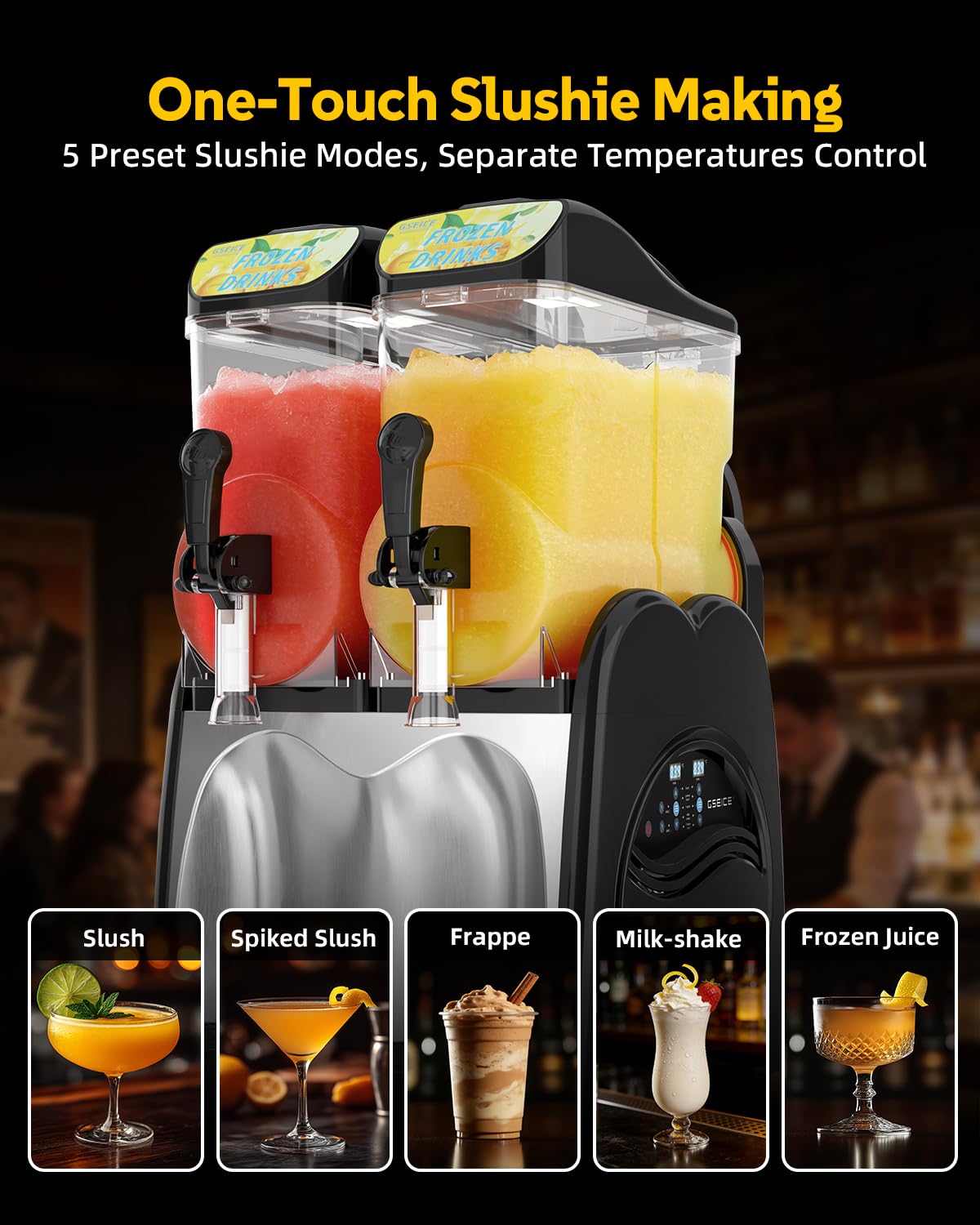 30L Slushie Machine, Double Tank Margarita Machine, 80 Grande Cups Frozen Drink Machine with Auto Clean, 110V/60Hz Frozen Drink Machine for Business, Mobile Bar, Party, Restaurant, 800W Fast Cooling