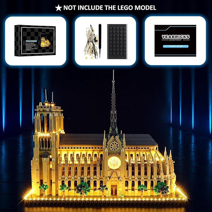 YEABRICKS LED Light for 21061 Architecture Notre Dame Cathedral Building Blocks Model (Building Set NOT Included)