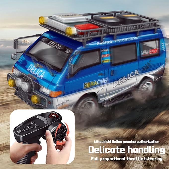 1:24 Scale RC Delica Van Model 2.4Ghz Full Proportional 2WD RC Model Vehicle with 130S Motor Remote Control Car for Adults &amp Hobbyists