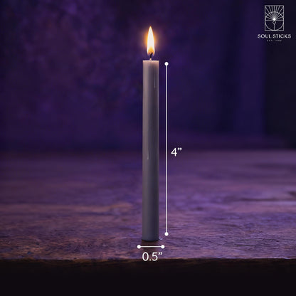 SOUL STICKS Wisdom Magic Spell Chime Taper Candles 20 Pack - Ideal for Altar, Rituals, Ceremonies, Meditation Grey Tapered Candle for Witchcraft Supplies, Wiccan Supplies, Candles Clearance