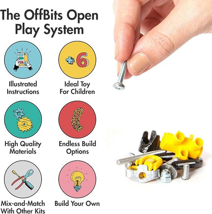 The Off Bits Erector Set: Animal Mini STEM Toys for Kids 6+ Toy Building Sets with Nuts &amp Bolts STEM Building Toys Gifts for Boys and Girls (Yellow Bee)
