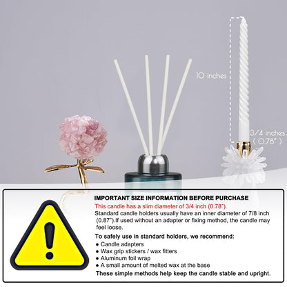 Tipgute 10 Pack Spiral White Taper Candles 3/4×10 Inch – Dripless Smokeless Unscented Long Tall Twisted Tapered Candlesticks Velas Blancas for Wedding Dinner Advent Christmas Easter Home Decor