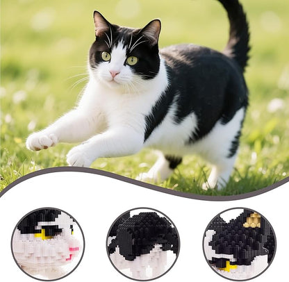 Cat Micro Building Blocks Animal Set Cow Cat DIY Mini 3D Building Toy Bricks Kit Gift for Adults and Kids 4800 Pieces (Black &amp White)