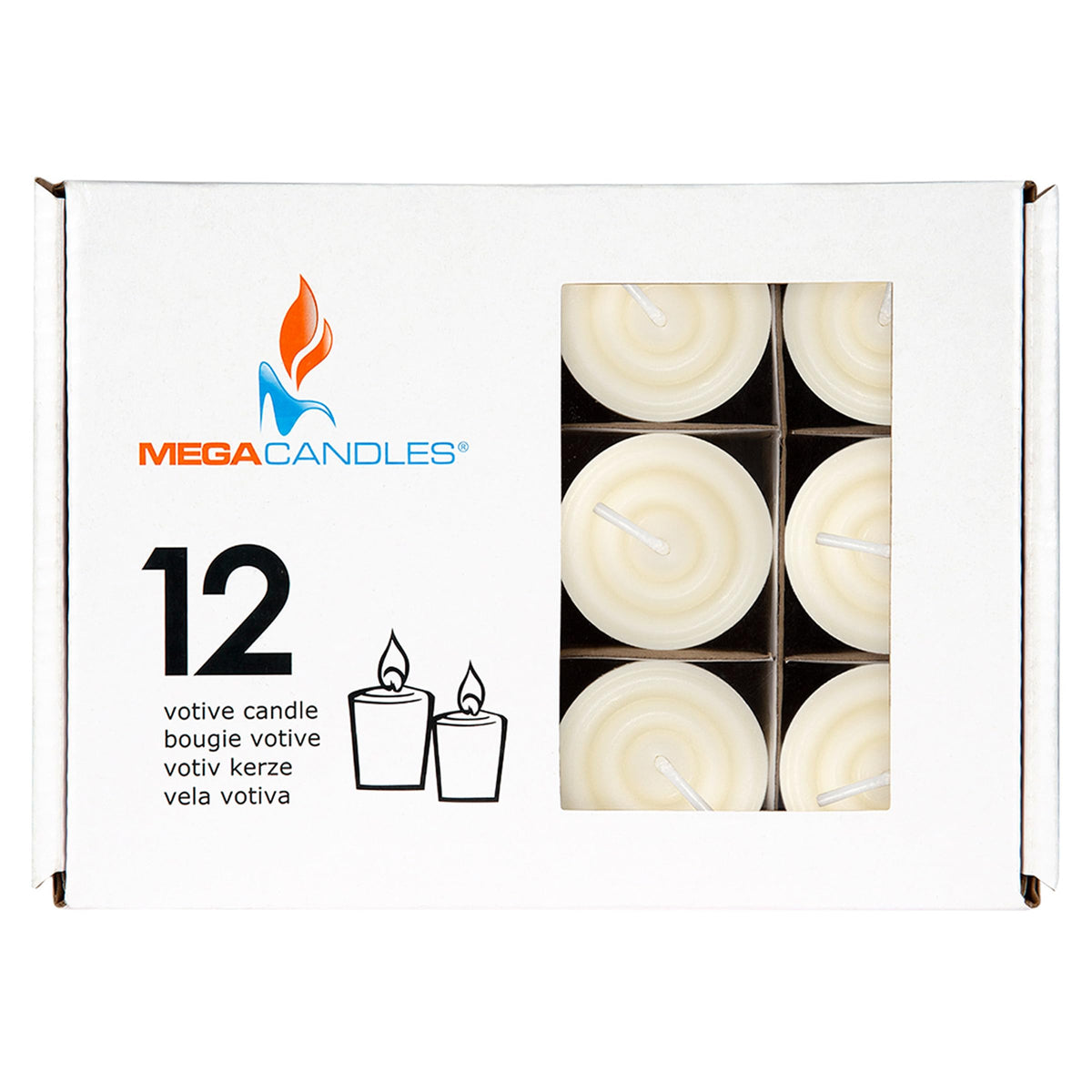 Mega Candles 12 pcs Unscented Ivory Votive Candles, Hand Poured Wax Candle 15 Hours 1.5 Inch x 2.25 Inch, Home Décor, Wedding Receptions, Centerpieces, Occasions, Events, Festivities, Meditations