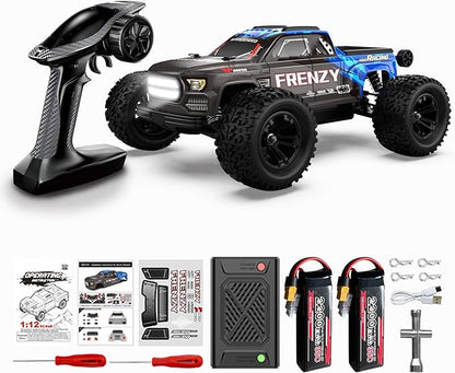 1/12 Brushless RC Cars for Adults RC Trucks 4x4 Offroad Waterproof Electric Powered High Speed Remote Control Car Fast Extreme All Terrain RC Truggy with 3S Battery for Snow Sand