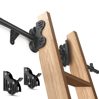 104RDHOUSE 12FT Sliding Library Ladder Hardware Kit, Black Retractable Rolling with Braking Casters, Adjustable to Stand Upright, MAX Load 300lbs，No Ladder