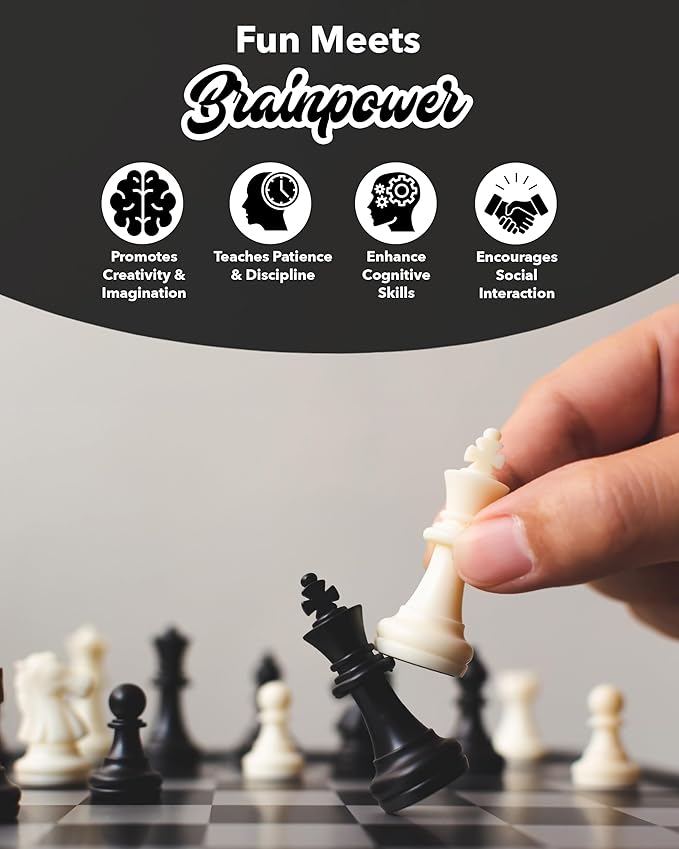 WE Games Best Value Tournament Chess Set - Includes 34 Chess Pieces Roll Up Vinyl Chess Board Chess Pieces Chess Bag and Equalizer Dice Travel Chess Sets for Adults