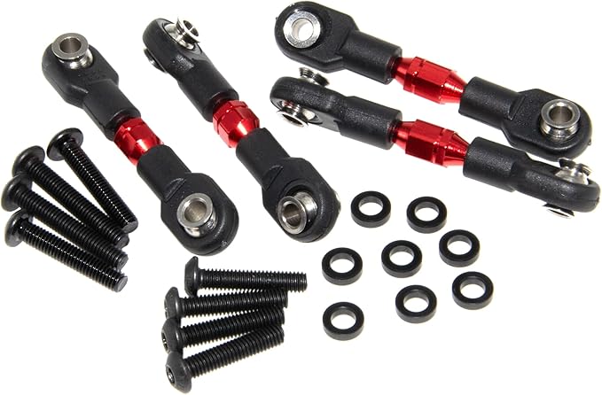 Pull Rod Linkage Compatible with 1/10 Traxxas 4-Tec Upgrade Drift Ford Mustang Replace Rc Car Aluminum Alloy Part Replace(Red)