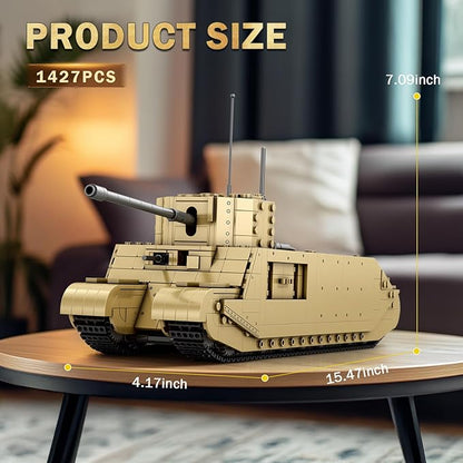 Reobrix TOG2 Tank Building Set WW2 Military British Armed Tanks Building Block Set for Military Fans 77032 World of Tanks Licensed Product MOC Tank Model Toy Gift for Adults and Teens（1427 PCS）