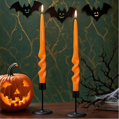 Orange Candlesticks Spiral Taper Candles Twisted Candles Unscented Candle Stick Smokeless Candle for Halloween Christmas Home Decor Relaxation All Occasions
