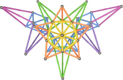 308 Pieces Magnetic Building Blocks Toys Magnet Construction Build Kit Education Toys 3D Puzzle for Kids Playing Stacking Game with Magnetic Bricks and Sticks Color Random