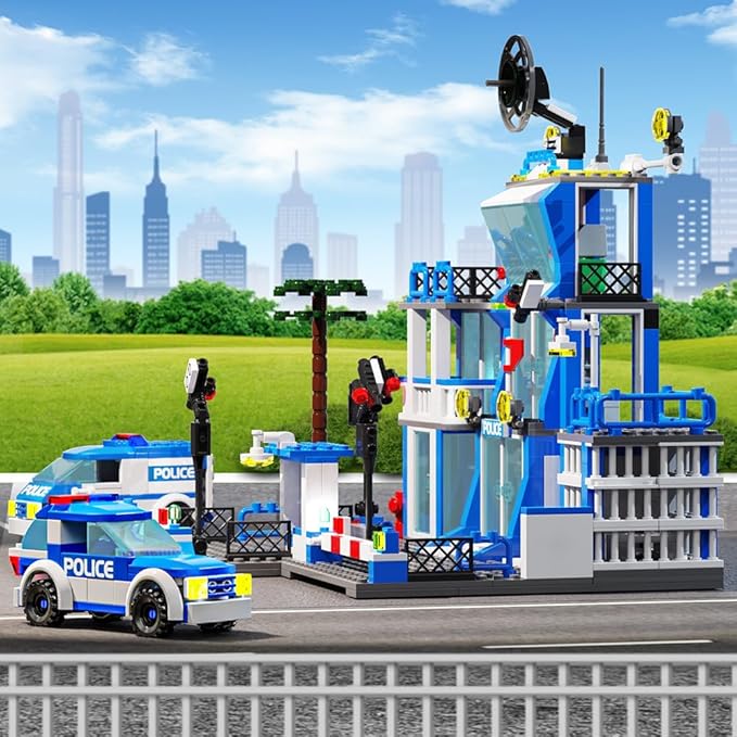 MindBox City Police Station Building Sets 570pcs City Police Sets Toy Building Bricks Kit for Boys 8-12