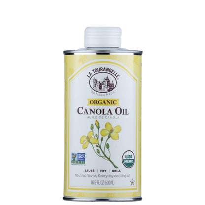 La Tourangelle, Organic Canola Oil, Expeller-Pressed Non-GMO Canola Seeds, Pesticide and Chemical Free, High Heat Neutral Cooking Oil, 16.9 Fl Oz