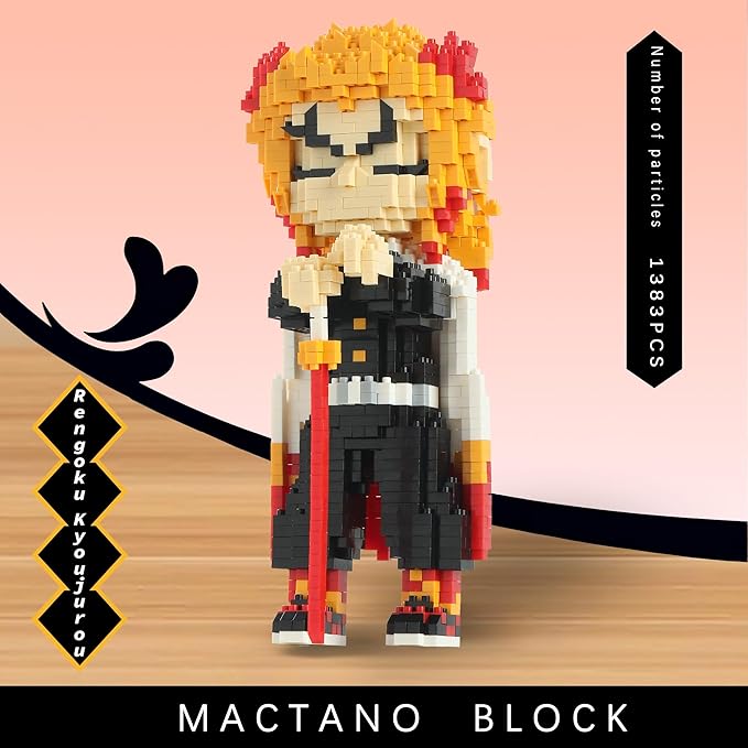 MACTANO Anime Demon Figure Micro Mini Building Set Slayer Rengoku Kyoujurou Building Block Toy for Adult-1383pcs