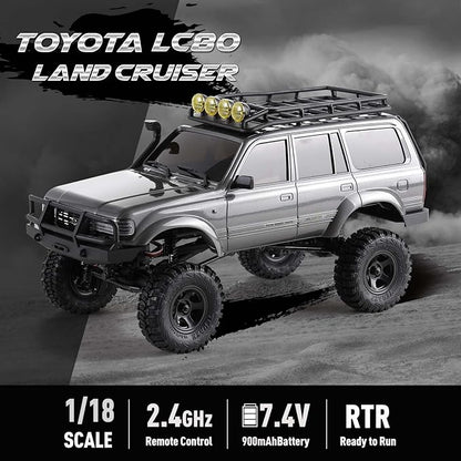Fms FCX18 1/18 Land Cruiser RC Rock Crawler Scale Katana Toyota RC Car 2.4Ghz 4WD Off-Road Waterproof RC Trucks Vehicle RTR All Terrains Hobby Grade Climbing Car for Boys Adults