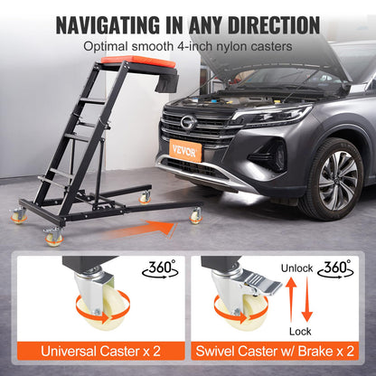 VEVOR Top Automotive Creeper, Engine Creeper 42.5"-64.8", 400 LBS Capacity High Top Creeper, 4 Swivel Caster Wheels, Padded Deck, Creeper for Home Garage, Workshop Repair Maintenance
