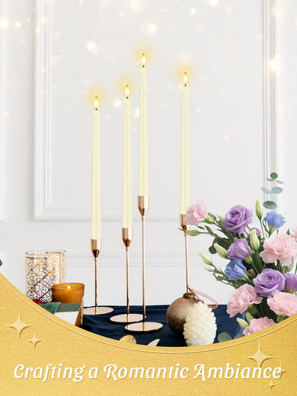 Warmhere 12 Pcs Flameless Taper Candles with Remote Timer, 11" Long Battery Operated Taper Candles, Flickering 3D Flame, Plastic Fake LED Candlesticks for Home Wedding Party Holiday Decor, Ivory