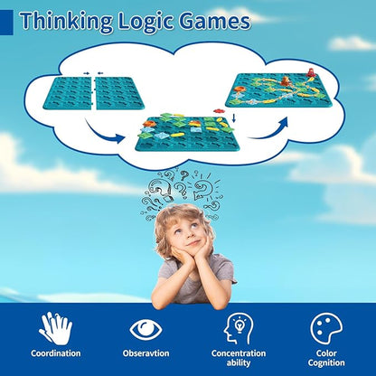 Kids Board Games Learning Toys STEM Educational Logic Kits with 200+ Challenges &amp 4 Difficulty Levels Brain Puzzles Maze Games for Boys Girls Ages 3-10 Birthday Gifts