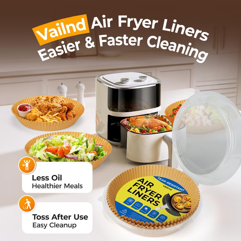 400Pcs Air Fryer Paper Liners Disposable, 8 Inch Max Xl Large Cooker Air Fryer Disposable Paper Liners, Oil Proof Parchment Sheets Round Basket Bowl Liner for Baking Cooking Food