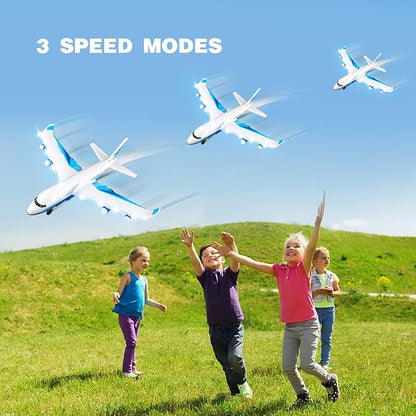4DRC Remote Control Airplane for Kids Boys Adults G2 Remote Control Plane Jet for Beginners Adult Ready to Fly Airplane with One Key Aerobatic LED Light RC Plane for Kids 2 Battery