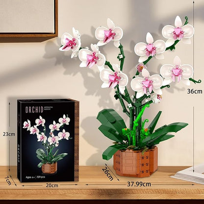 Orchid Building Blocks Set with LED Light – DIY Artificial Flower Kit for Home Decoration for Adults and Kids 6-14Ideal for BirthdaysSpecial Occasions729-Piece Mother 's Day